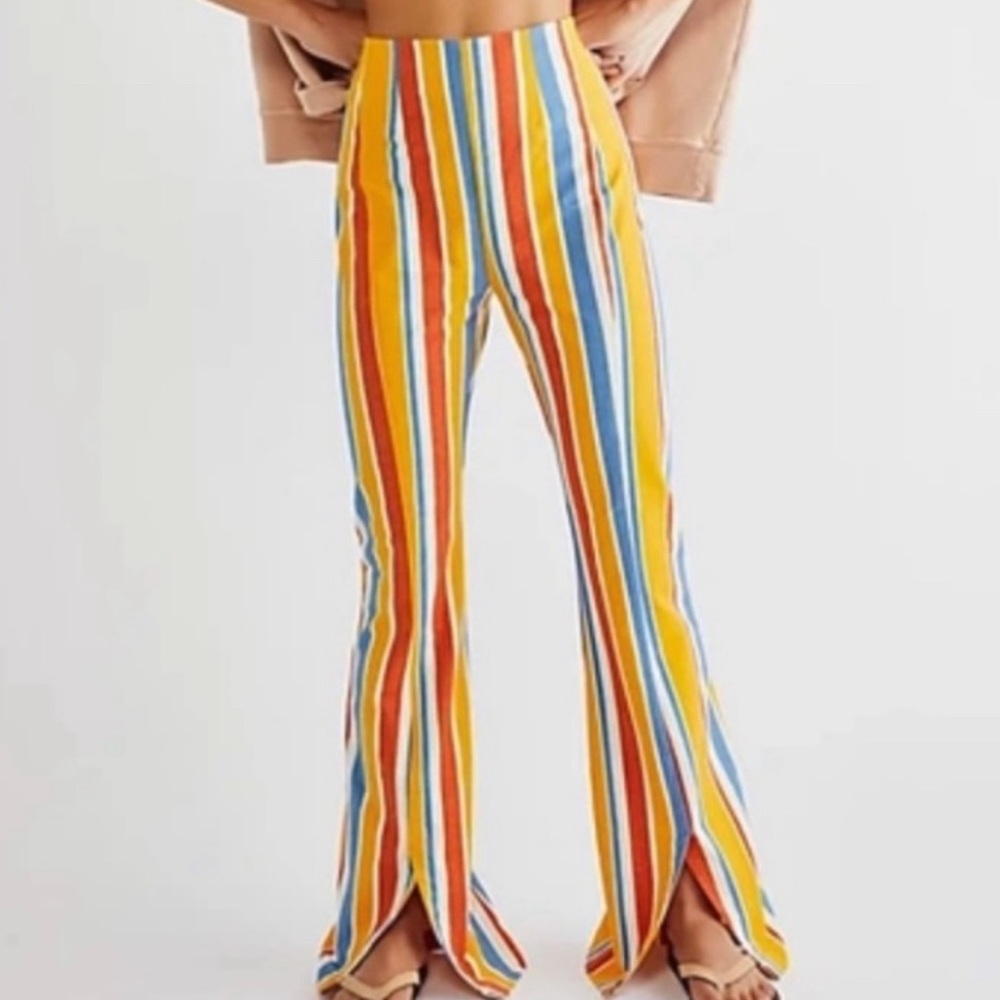 Free People Printed Real Deal Slit Flare Pants